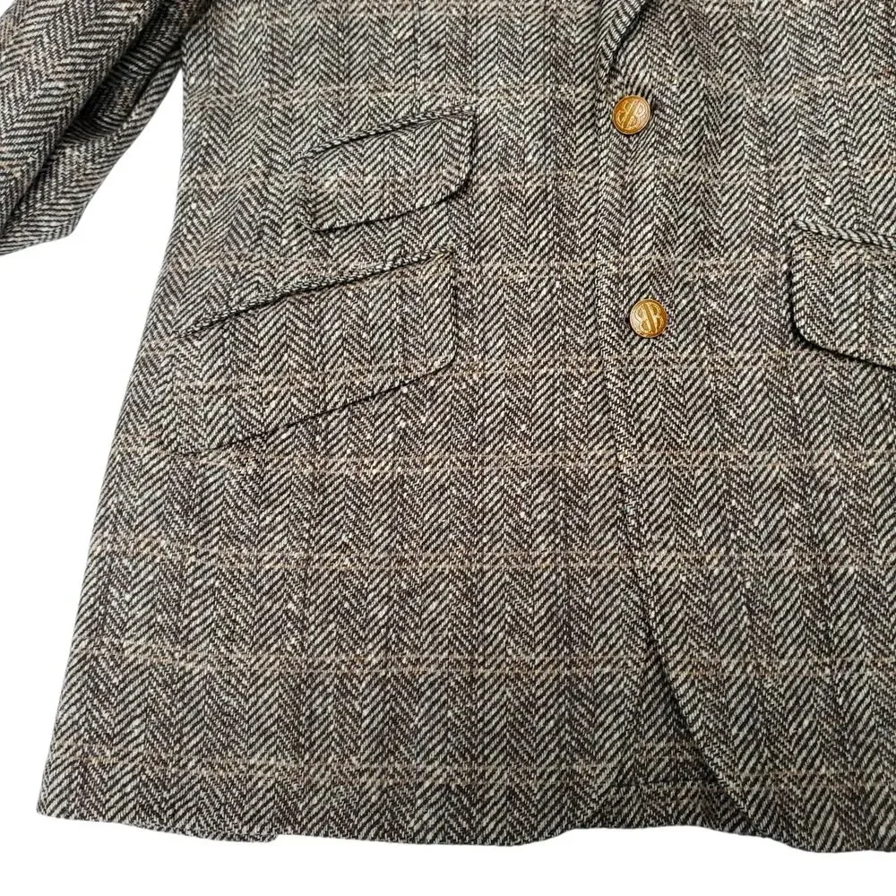 Vintage Ivy Prep Classic Professor Brown Wool Tweed Jacket Blazer Sport Coat 40L